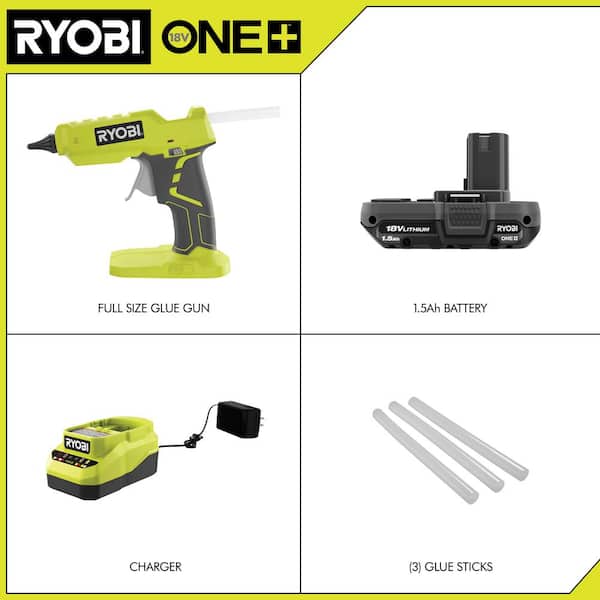 Ryobi 18-Volt One+ Cordless Full Size Glue Gun + Mini Compact Glue Gun with 2 Batteries and Charger (premium Bundle Kit)
