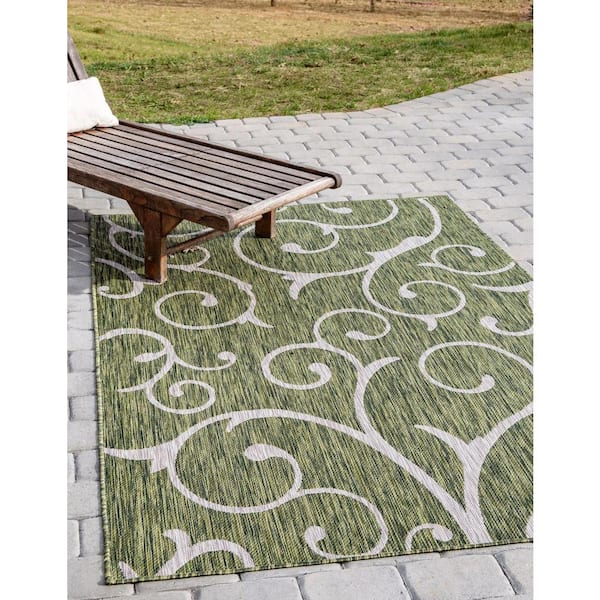 Indoor/Outdoor Curl Green 4 ft. x 6 ft. Area Rug