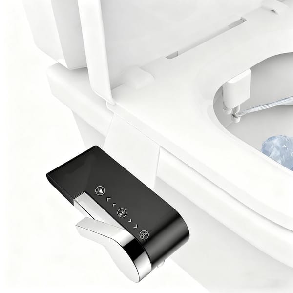 Ultra-Slim Bidet Attachment, Fresh Cold Water Sprayer Toilet Tank Seat for Existing Toilets with Pressure Control, Black