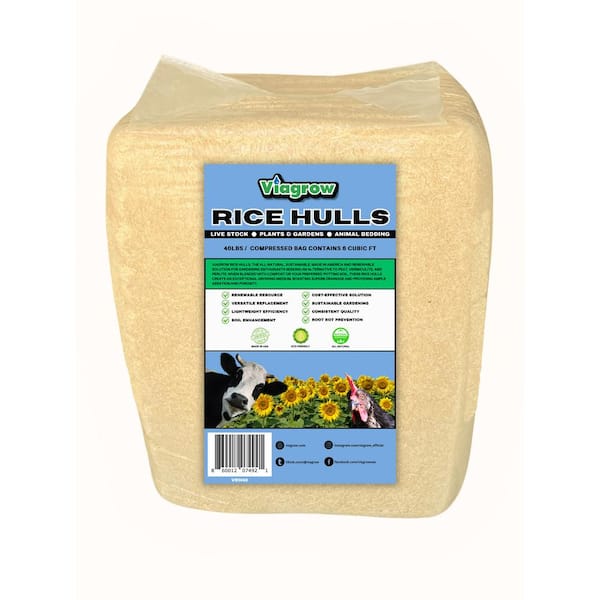 40 lbs. Compressed Bag 4.2 cu. ft. Organic Rice Hulls, Soil Amendment (1-Pack)