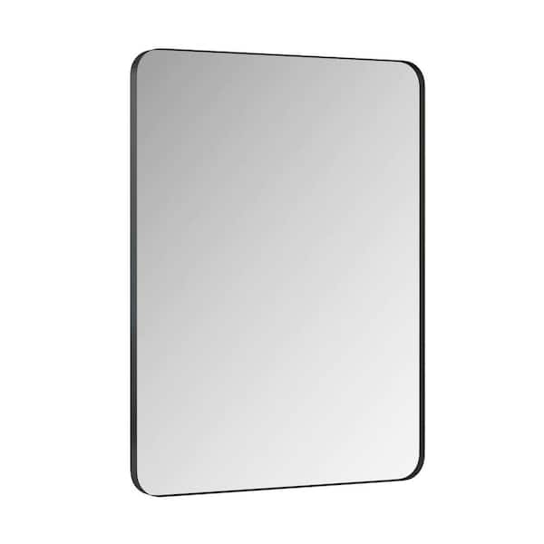 Anky 36 in. W x 24 in. H Rounded Rectangular Metal Framed Wall Mount Bathroom Vanity Mirror in Black