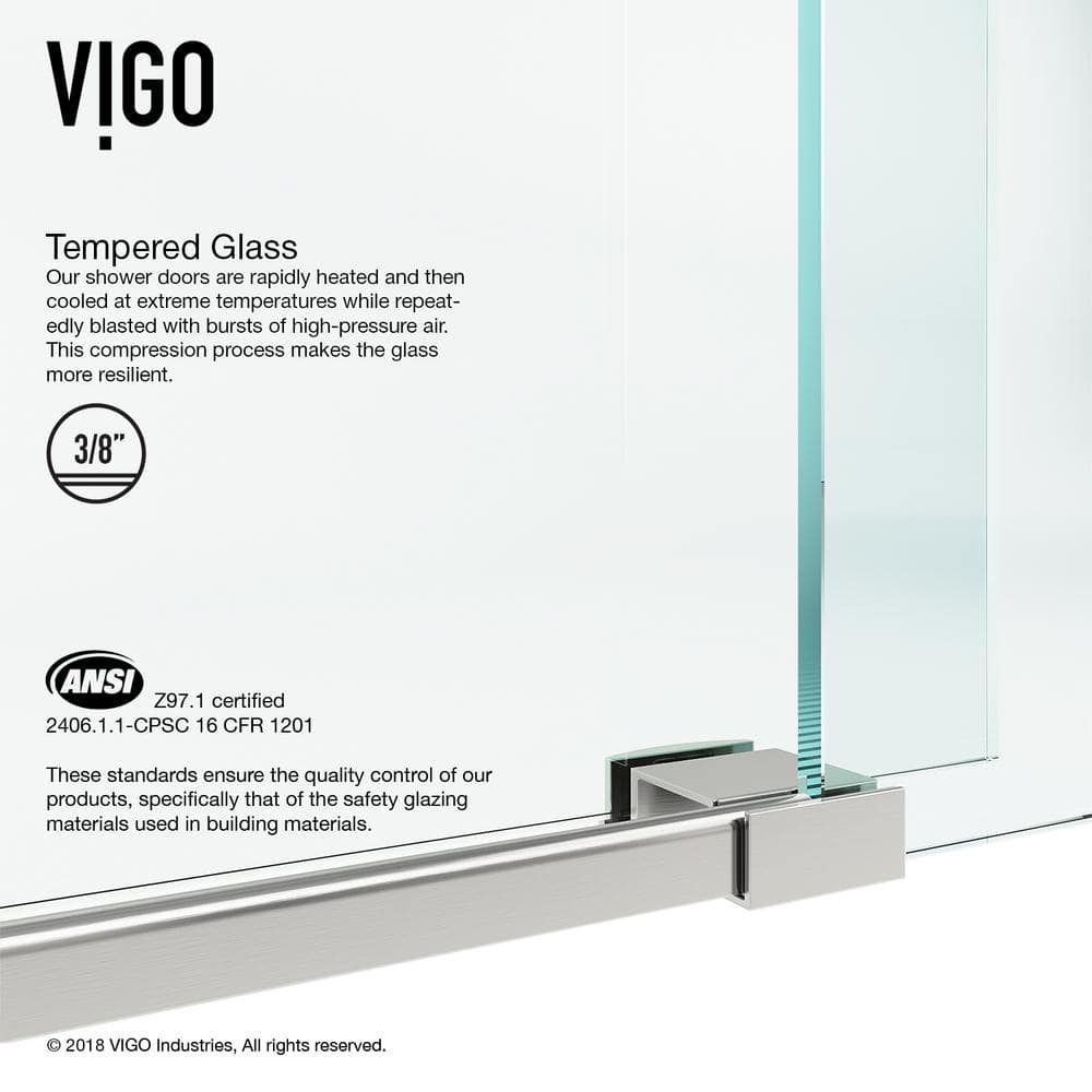 Ferrara 73" Frameless Sliding Shower Door with Clear Tempered Glass