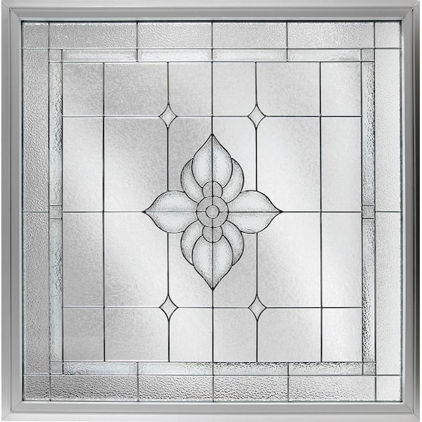 23.5 in. x 23.5 in. White Frame Spring Flower Nickel Caming 1 in. Nail Fin Offset Vinyl Picture Window