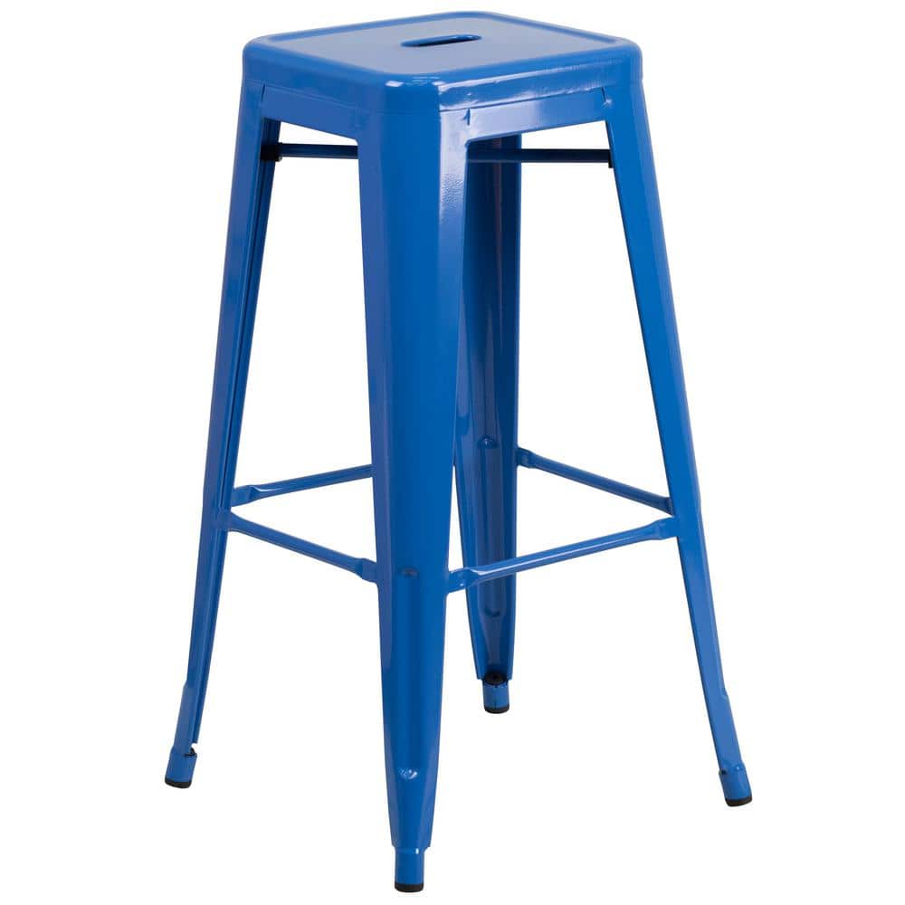 Flash Furniture 30 in. Blue Metal Bar Stool CH3132030BL The Home Depot