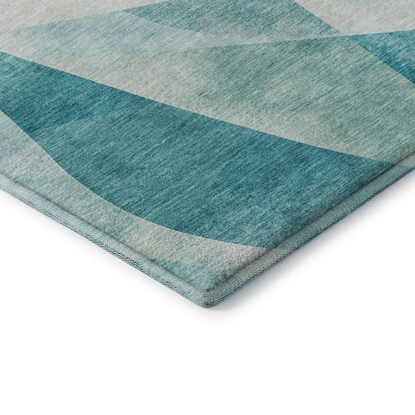 Mayfield Premium Machine Washable Abstract AMF1836 Teal 8 ft. x 10 ft. Area Rug