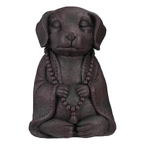 17 in. Dark Gray Meditating Buddha Dog Outdoor Garden Statue