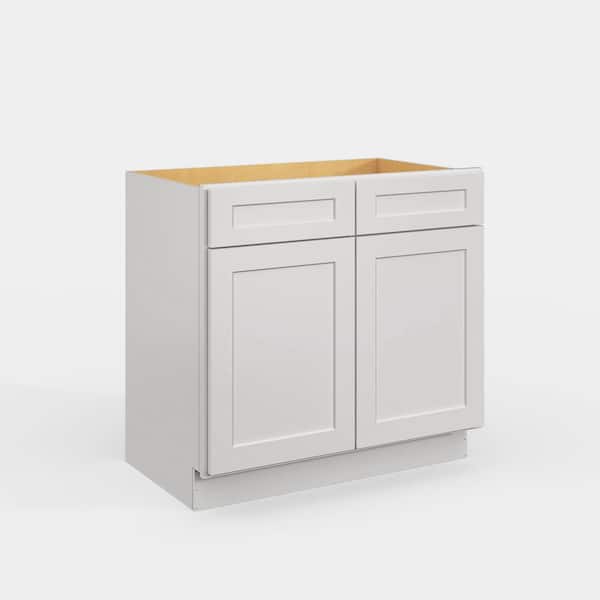 Unbranded 36 in. W x 21 in. D x 34.5 in. H in Shaker Dove Plywood Ready to Assemble Floor Vanity Sink Base Kitchen Cabinet