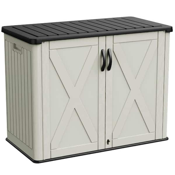 4 ft. W x 2.1 ft. D Outdoor Plastic Shed, Lockable Waterproof Resin Storage Cabinet (8.9 sq. ft. )