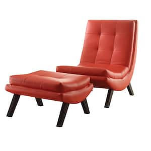 Tustin Red Lounge Chair and Ottoman Set