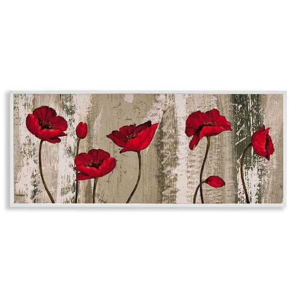 Stupell Industries Red Anemones on Tan by Brian Foster White