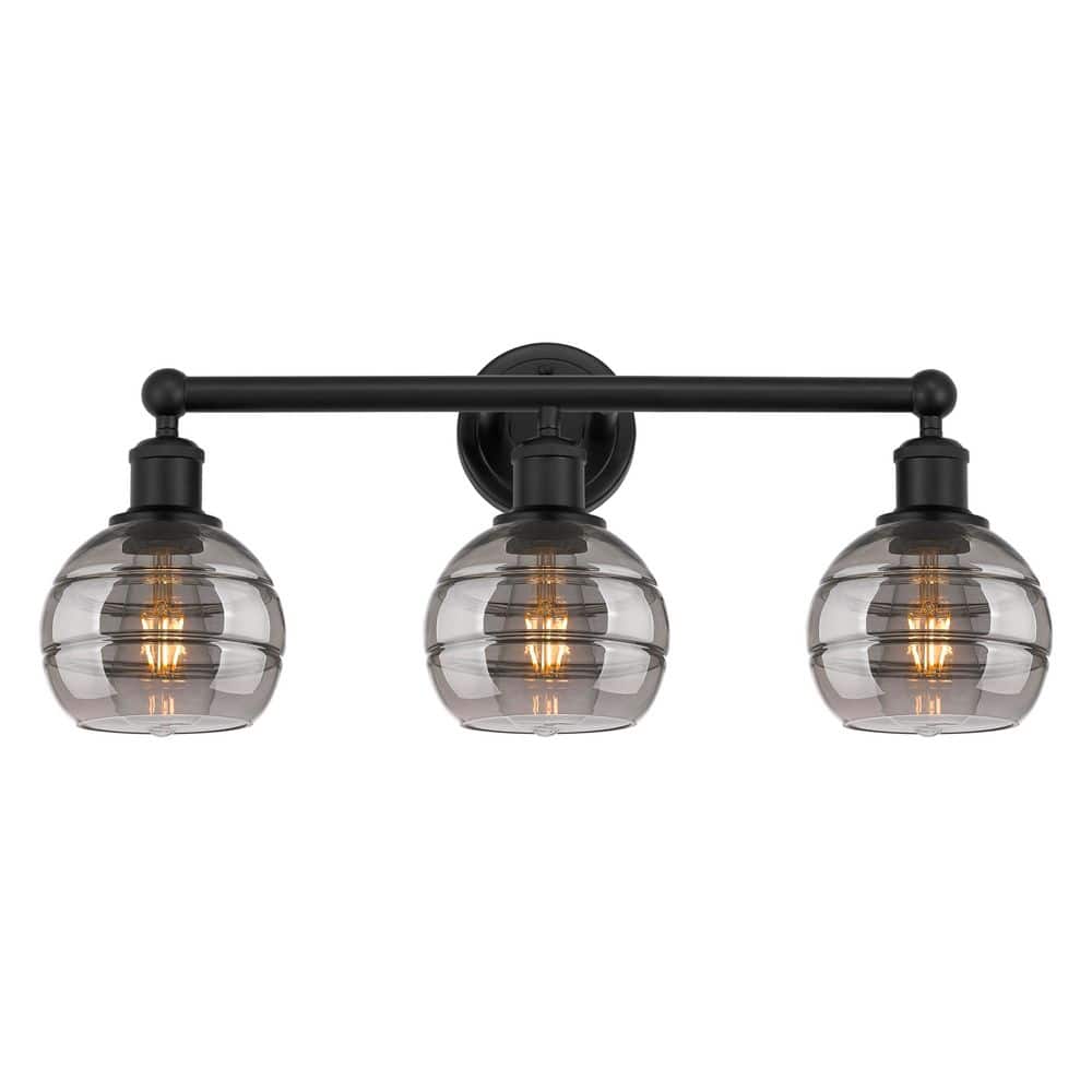 Rochester 23.88 in. 3-Light Matte Black Vanity Light with Glass Shade price history on PriceWatchPro
