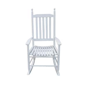 Outsunny White Wood Outdoor Rocking Chair, Rocker with Slatted Design ...
