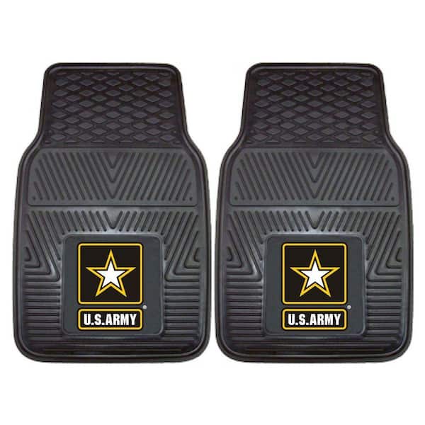 FANMATS Army Black Heavy Duty 2-Piece 18 in. x 27 in. Vinyl Car Mat