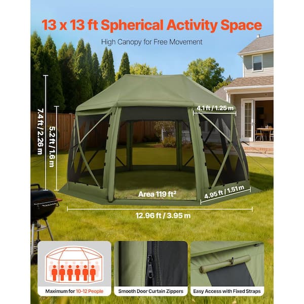 VEVOR Pop up Gazebo Screen Tent, 13 x 13 ft. 13-Sided Spherical