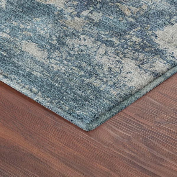 Mayfield Premium Machine Washable Abstract AMF2363 Denim 2 ft. x 3 ft. Accent Rug