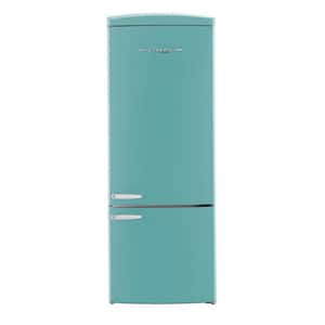 Classic Retro 28 in. 16.7 cu. ft. Frost Free Bottom Freezer Fridge in Ocean Mist Turquoise, Energy Star