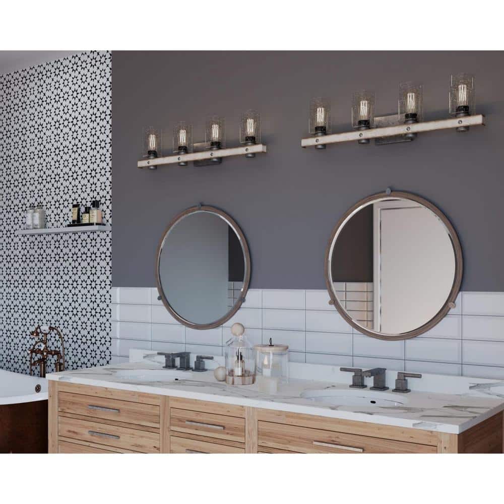 Gulliver Collection 33 in. 4-Light Galvanized Finish Clear Seeded Glass Coastal Farmhouse Bathroom Vanity Light price history on PriceWatchPro