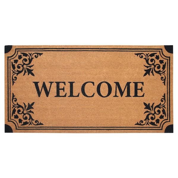 Chesapeake Coir Natural/Black Non-Slip Outdoor Doormat (36 in. x 72 in.)