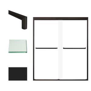 Frederick 59 in. W x 70 in. H Sliding Semi-Frameless Shower Door in Matte Black with Clear Glass