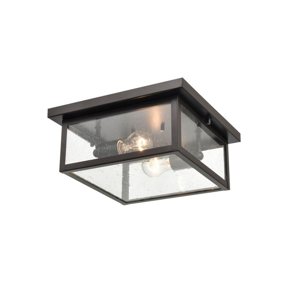 Evanton 2-Light 12 in. Powder Coat Bronze Hardwired Outdoor Flush Mount Light (1-Pack) price history on PriceWatchPro