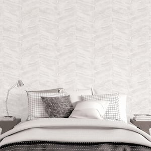 Ambiance Light Taupe Metallic Textured Geometric Wooden Chevron Vinyl Non-Pasted Wallpaper (Covers 57.75 sq. ft.)