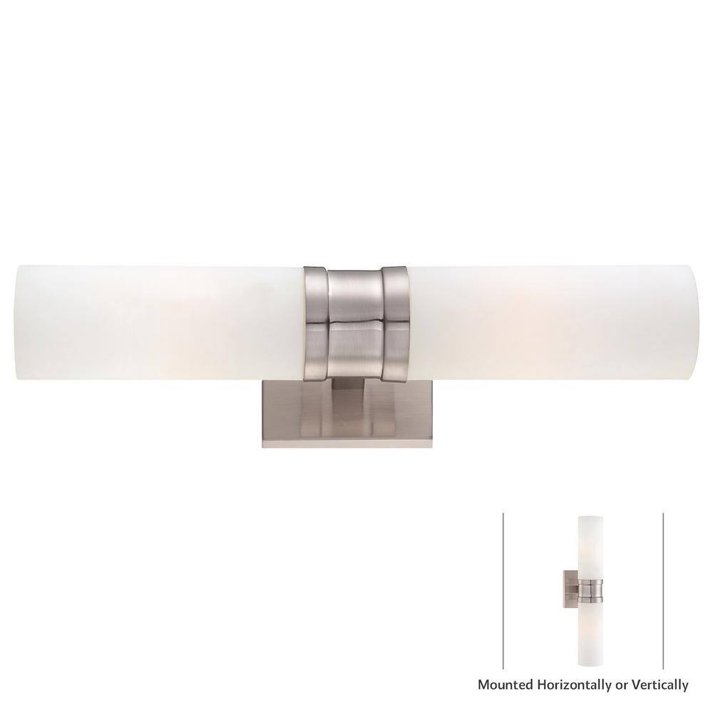 Elegant Brushed Nickel Cylinder Sconce with Etched Opal Glass