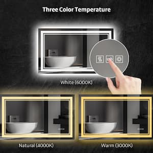 Front Light and Backlit Mirror 40 in. W x 24 in. H Rectangular Frameless Anti-Fog Lighted Wall Bathroom Vanity Mirror