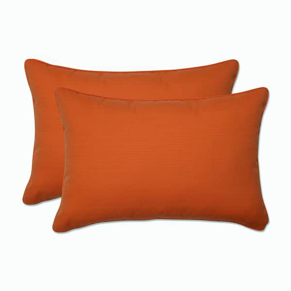 Pillow Perfect Solid Orange Rectangular Outdoor Lumbar Throw Pillow 2-Pack