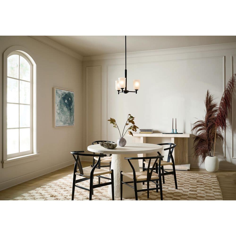 Shailene 17.5 in. 3-Light Black Transitional Shaded Cylinder Mini Chandelier for Dining Room price history on PriceWatchPro