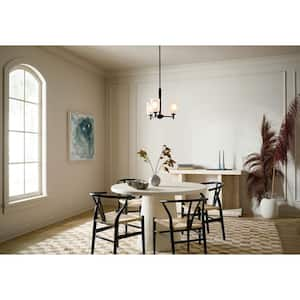 Shailene 17.5 in. 3-Light Black Transitional Shaded Cylinder Mini Chandelier for Dining Room