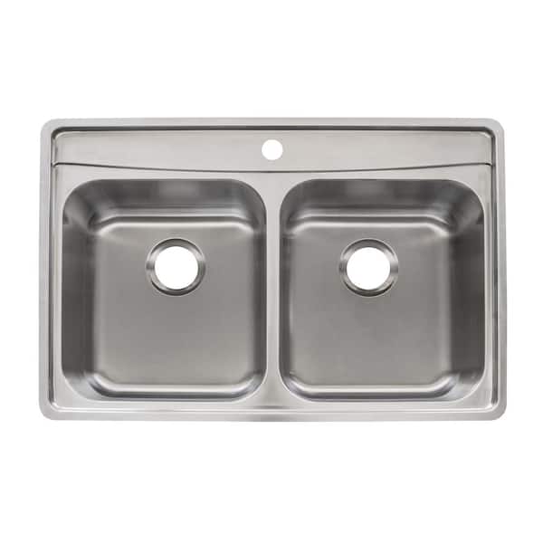 Franke Evolution Drop-In Stainless Steel 33.5 in. 1-Hole Double Bowl Kitchen Sink with Fast-In Installation System