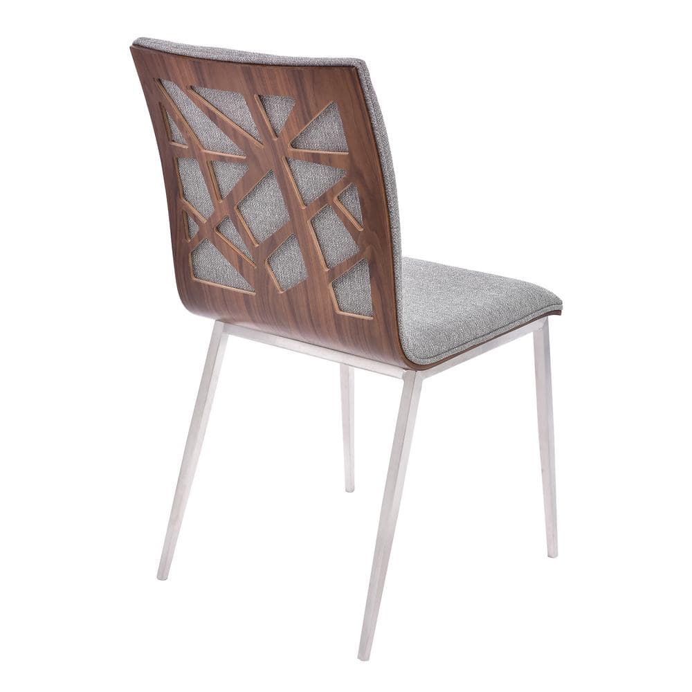 Crystal Gray Fabric and Walnut Back Side Chair Set