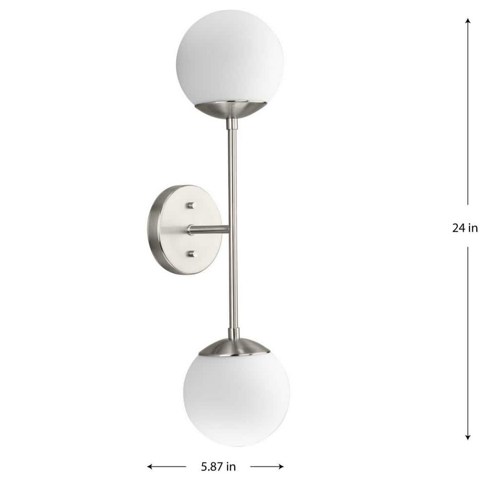 Haas Brushed Nickel 24" Modern Wall Sconce with Opal Glass Globes