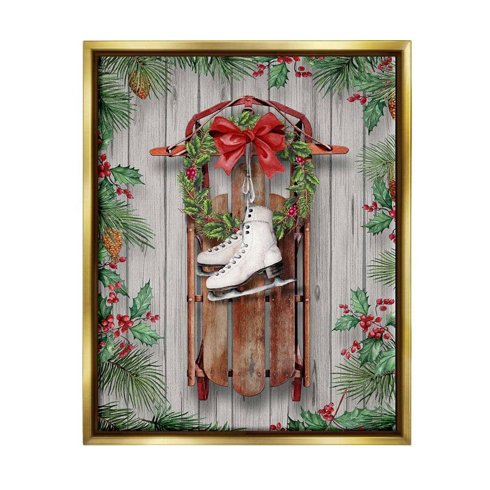 Winter Ice Skates and Sled by Conrad Knutsen 1-Piece Floater Frame Graphic Print Nature Poster Art Print 21 in. x 17 in. price history on PriceWatchPro