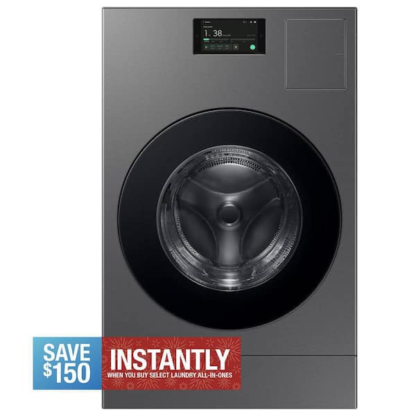 Bespoke 5.3 cu. ft. Ultra Capacity All-In-One Washer Dryer Combo with Super Speed and Ventless Heat Pump in Dark Steel
