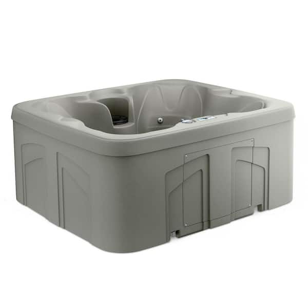 LS100 Taupe 4-Person Plug and Play 13-Jets Square Hot Tub Spa with Black Cover, 110-Volt
