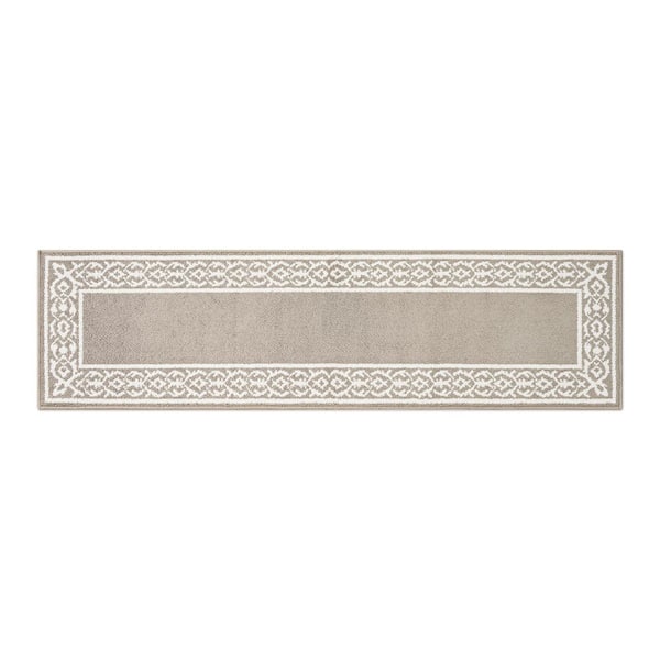 Lorreta Two-tone Linen/Ivory 2 ft. × 8 ft. Tufted Border Polypropylene Area Rug