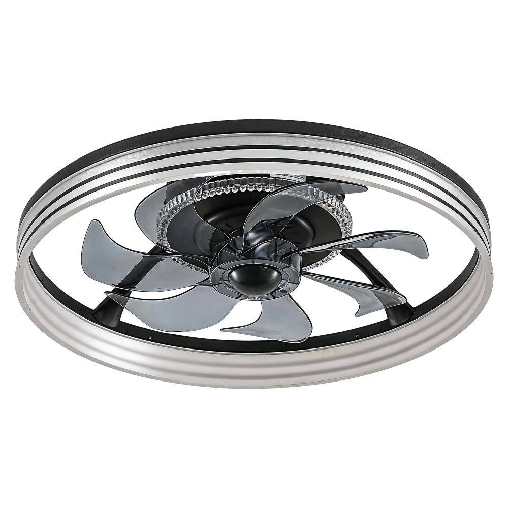 19 in. Indoor Modern RGB Black Low Profile Flush Mount Ceiling Fan with LED Light and Remote Control, Dimmable price history on PriceWatchPro