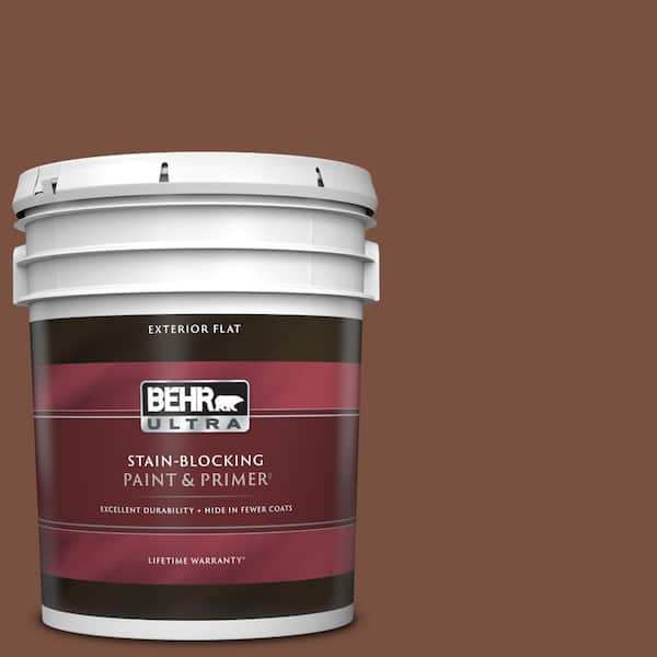 BEHR ULTRA 5 gal. #S200-7 Earth Fired Red Flat Exterior Paint & Primer