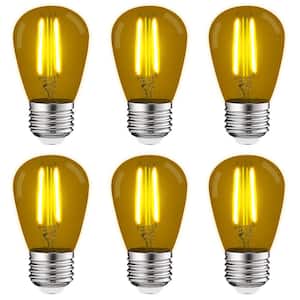 11-Watt Equivalent S14 Edison LED Yellow Light Bulb, 0.5-Watt, Outdoor String Light Bulb UL, E26 Base Wet Rated (6-Pack)