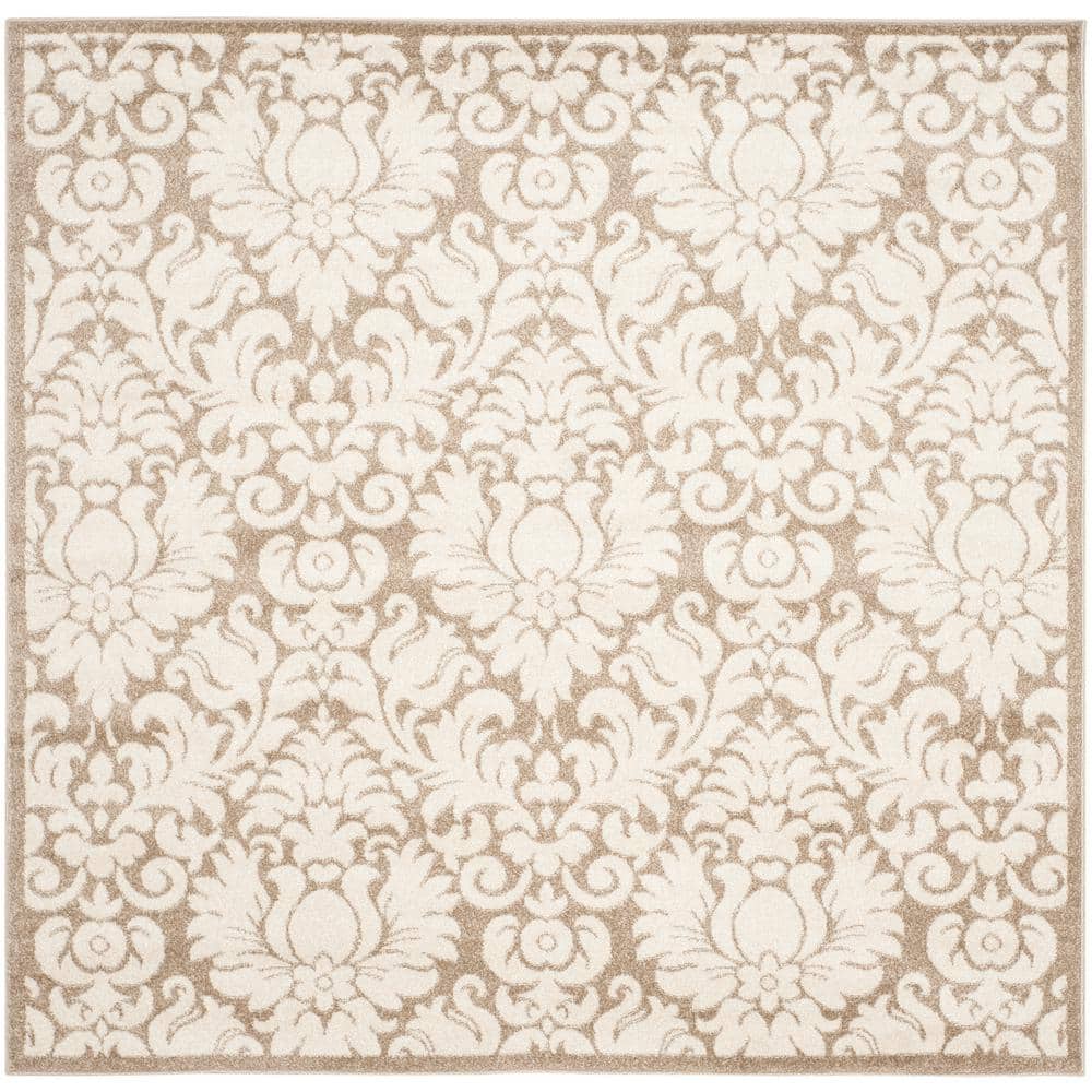 Amherst Wheat/Beige 7 ft. x 7 ft. Square Floral Geometric Border Area Rug price history on PriceWatchPro