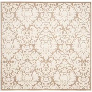 Amherst Wheat/Beige 7 ft. x 7 ft. Square Floral Geometric Border Area Rug