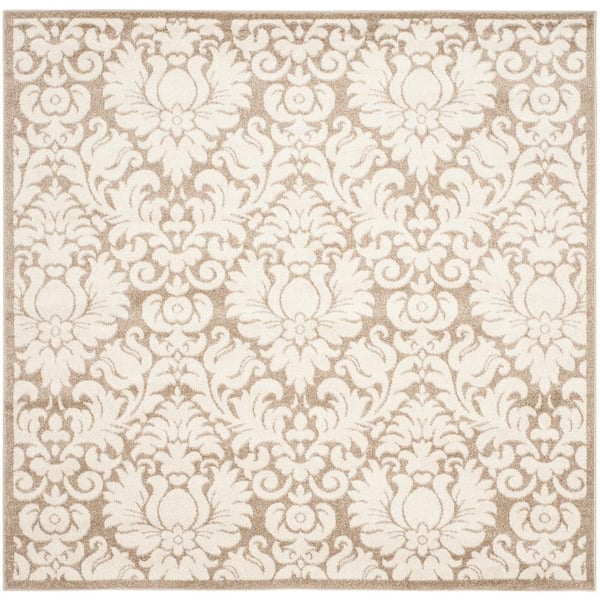 SAFAVIEH Amherst Wheat/Beige 9 ft. x 9 ft. Square Floral Geometric Border Area Rug