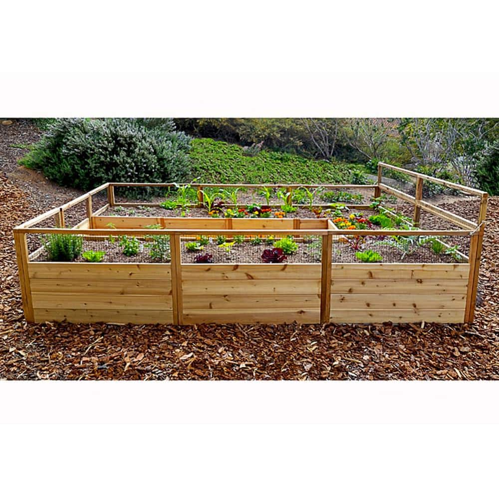 12 ft Cedar Raised Garden Bed with Wire Mesh
