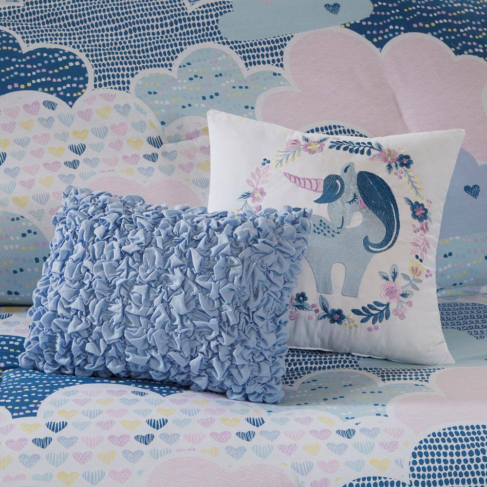 Blue Cotton Cloud Print Kids' Full/Queen Duvet Cover Set
