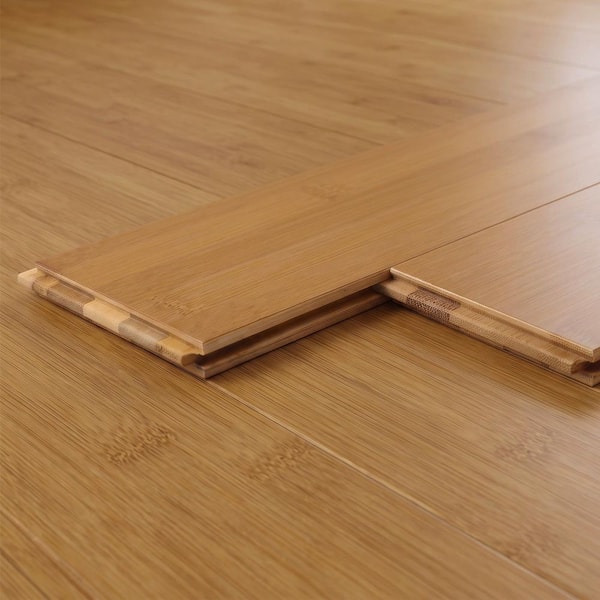 40.15" L x 5.11" W x 0.6 " T Light Honey Prefinished Solid Bamboo Plank Flooring, Tongue and Groove (20 sq. ft. /case)