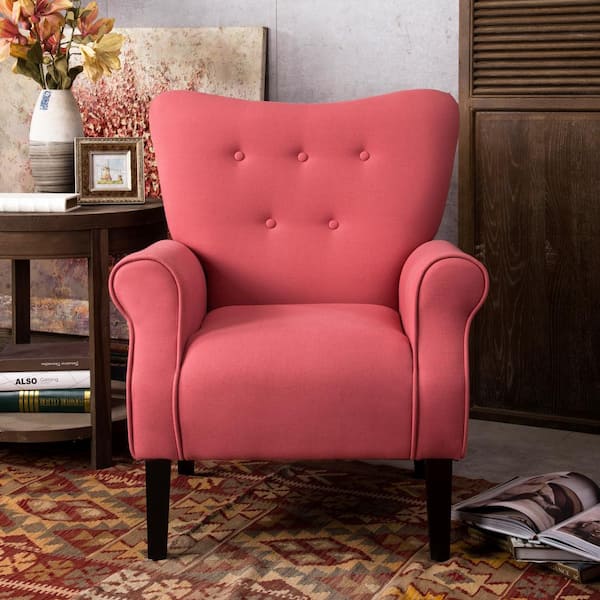 wingback chair with wooden arms