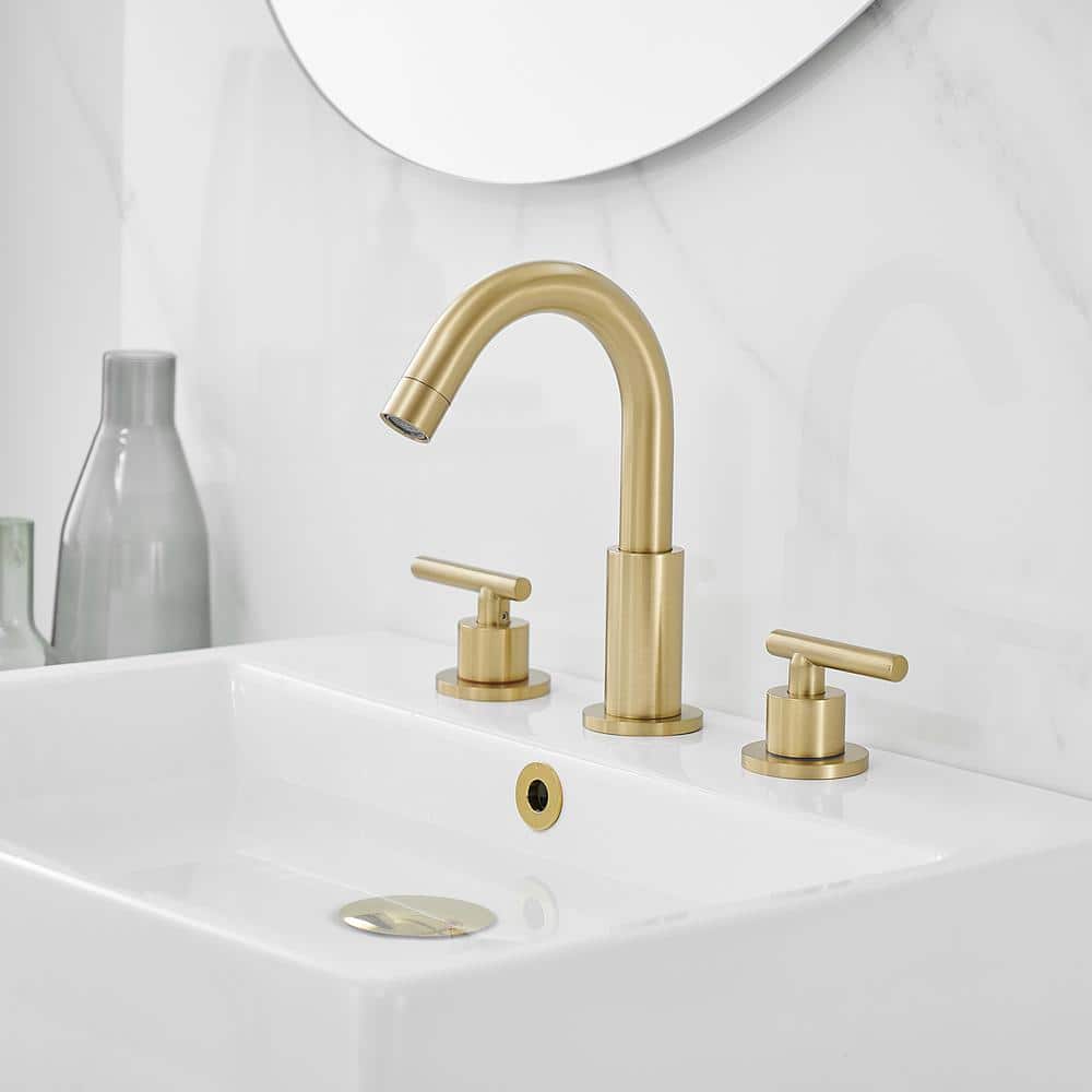 Brushed Gold Stainless Steel 8" Widespread Bathroom Faucet