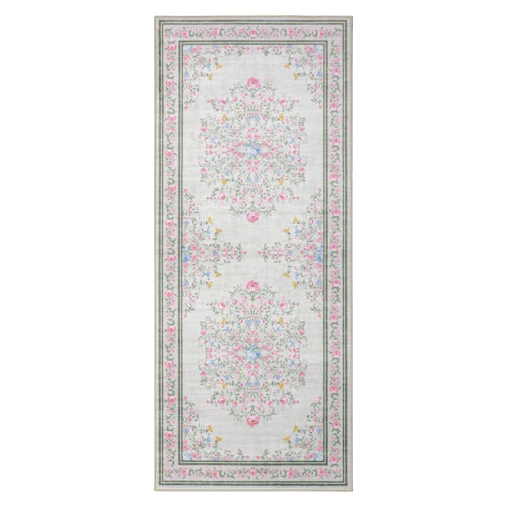 Bennetts 2 ft. X 5 ft. Ivory Pink Oriental Machine Washable Runner Rug price history on PriceWatchPro
