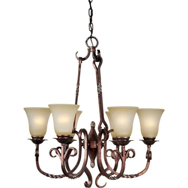 Forte Lighting 6-Light Black Cherry Chandelier with Umber Mist Glass